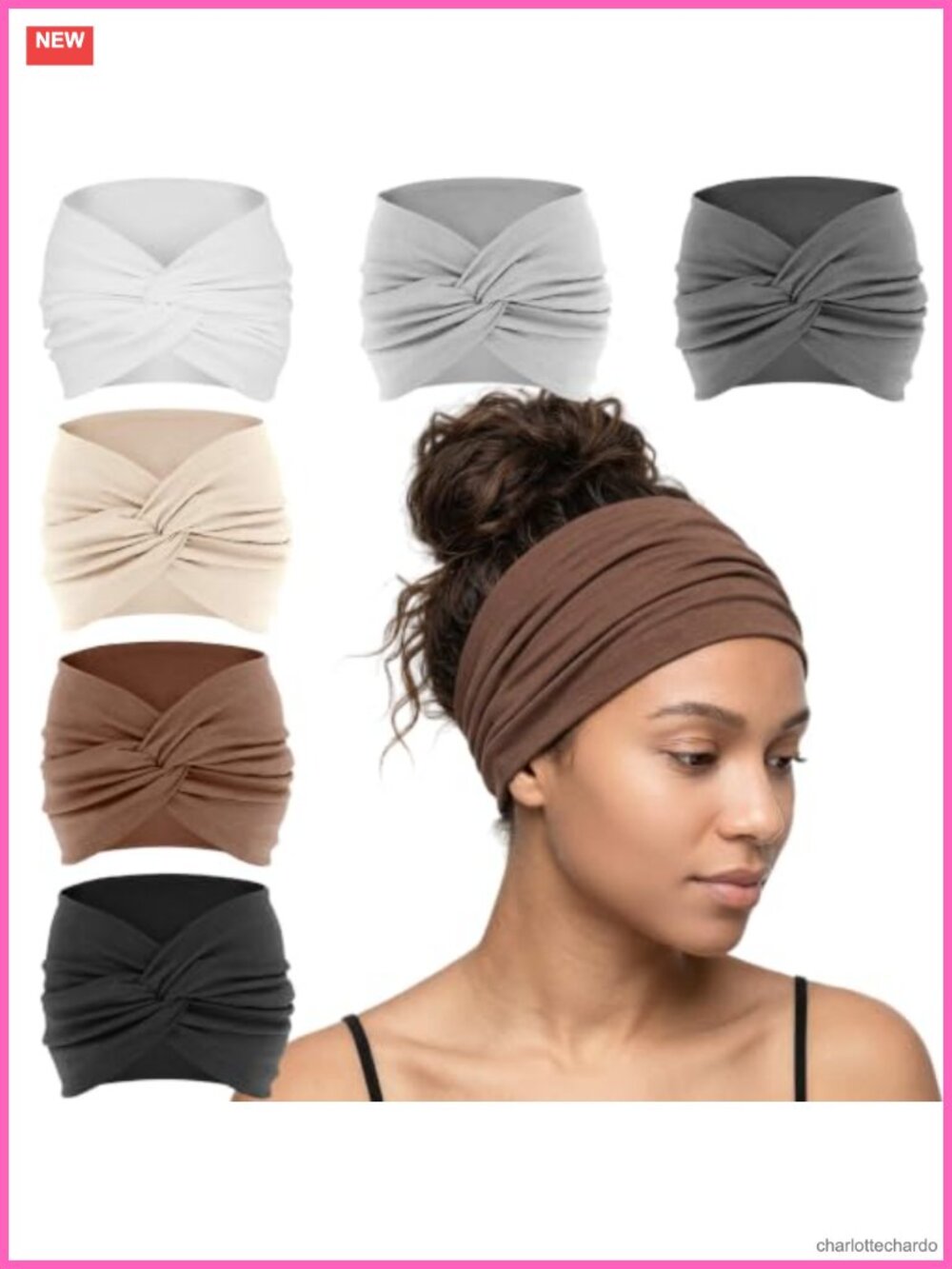 Wide Knot Headbands for Women Extra Large Polyester Spandex 6 Pack